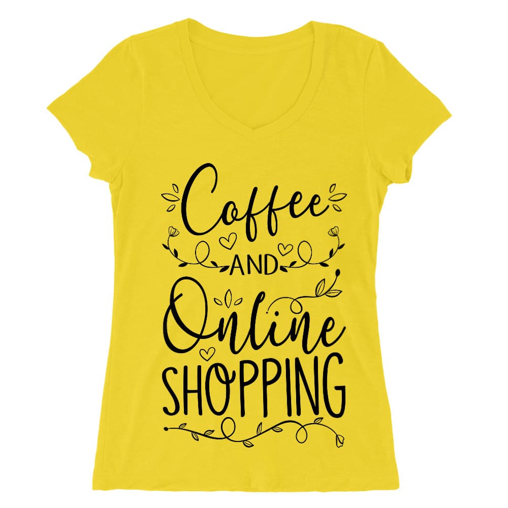 Coffee and Online Shopping Női V-nyakú Póló