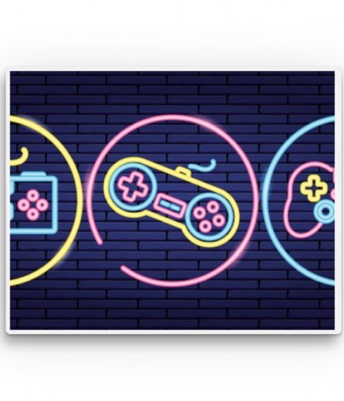 Neon controllers Gamer Vászonkép - Gaming