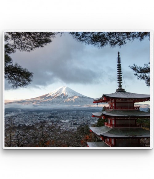 Fuji and a tower Utazás Vászonkép - Utazás
