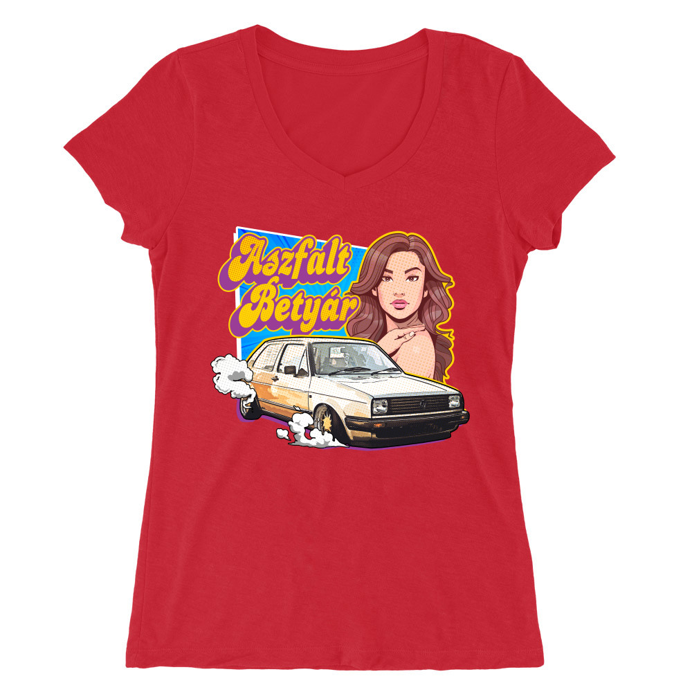 Comic Girl with Car - MyLife Plus Női V-nyakú Póló