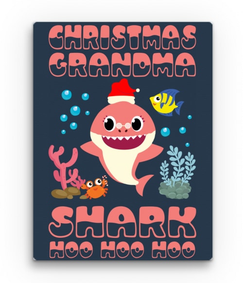 Christmas Grandma Shark Karácsony Vászonkép - Ünnepekre