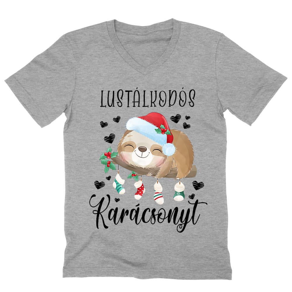 Lustálkodós Karácsonyt Férfi V-nyakú Póló