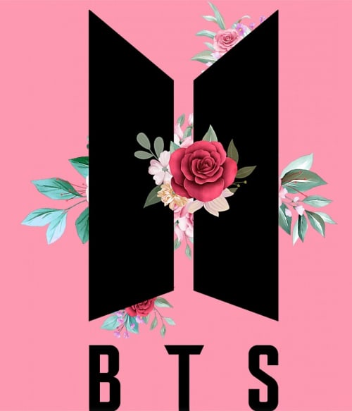 BTS logo with flowers BTS Pólók, Pulóverek, Bögrék - K-Pop