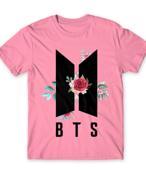 BTS logo with flowers K-Pop Férfi Póló - K-Pop