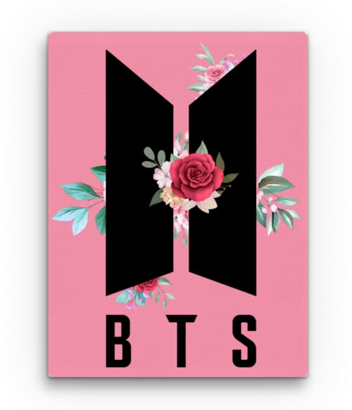 BTS logo with flowers K-Pop Vászonkép - K-Pop