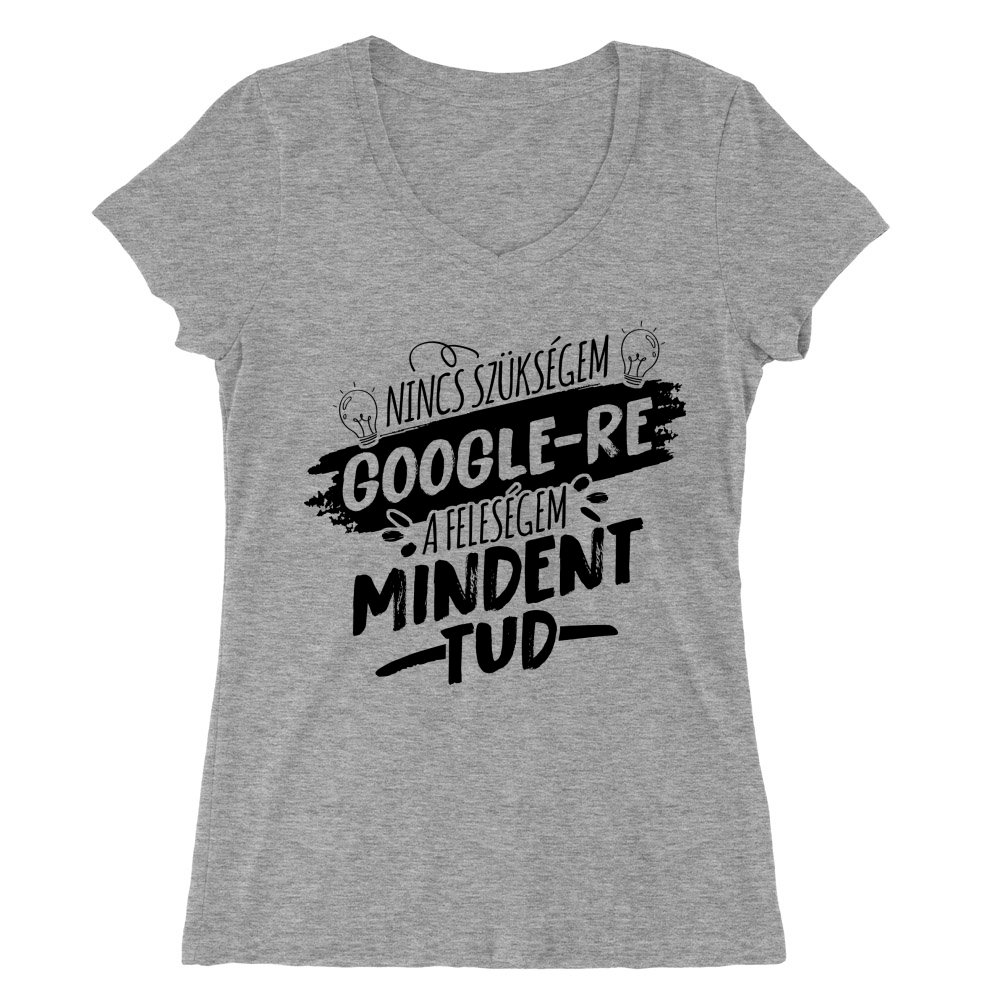 Nincs szükségem Google-re Női V-nyakú Póló