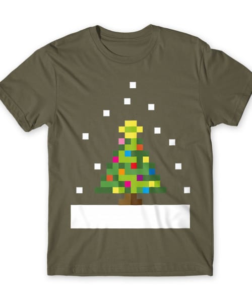 Pixel Christmas Tree Ünnepekre Férfi Póló - Ünnepekre