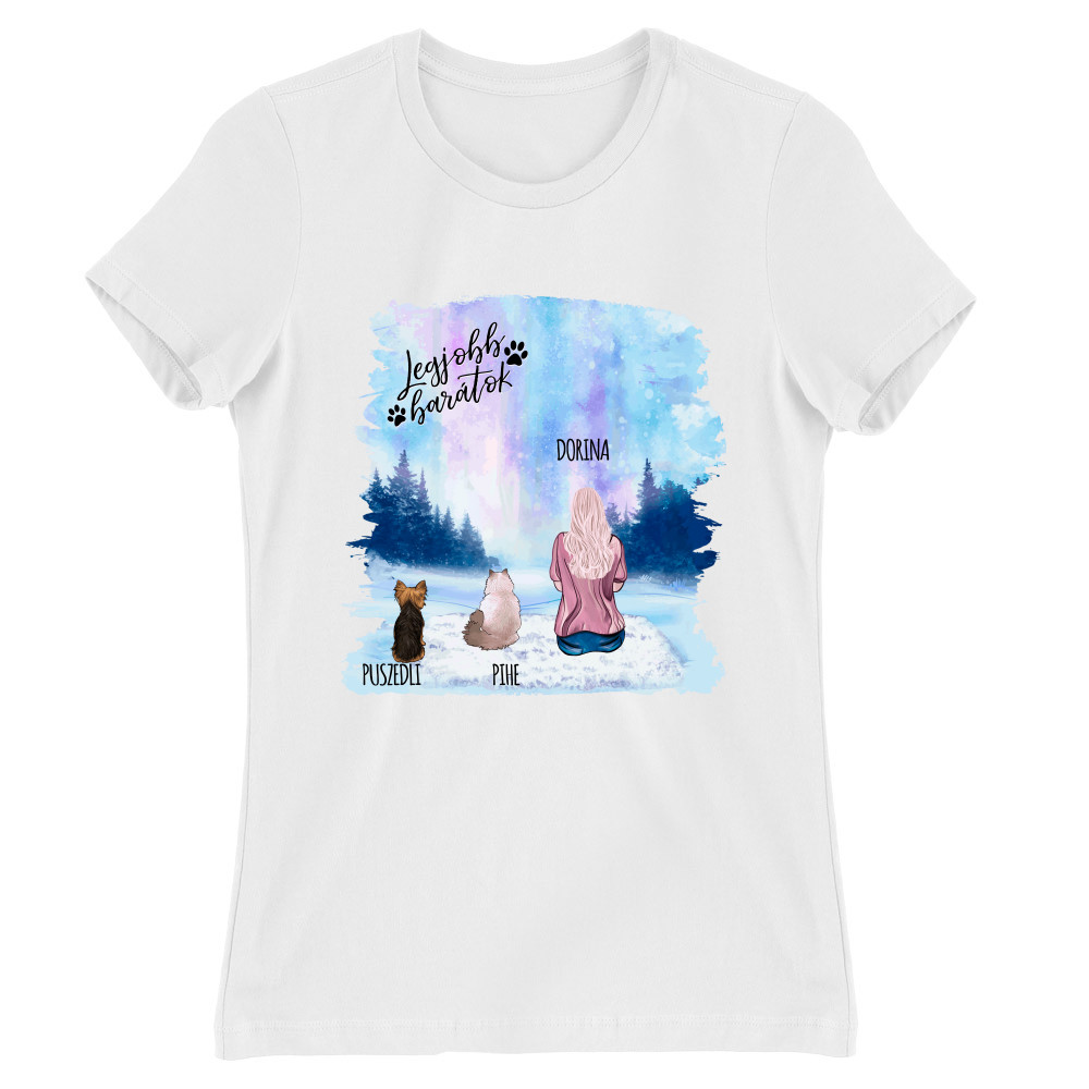 Kiskedvenccel a téli tájon - egy alak - MyLife Női Póló