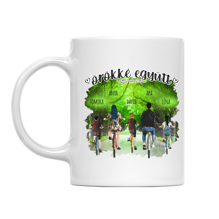 Biciklis család a parkban - MyLife - Bögre