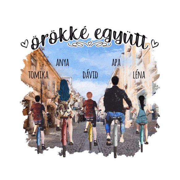 Biciklis család a városban - MyLife Biciklis Biciklis Biciklis Pólók, Pulóverek, Bögrék - Szabadidő