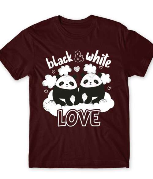Black and White - Panda Pandás Póló - Pandás