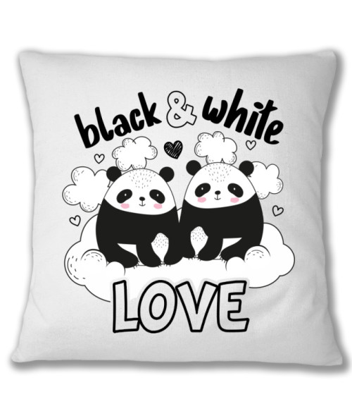 Black and White - Panda Pandás Párnahuzat - Pandás