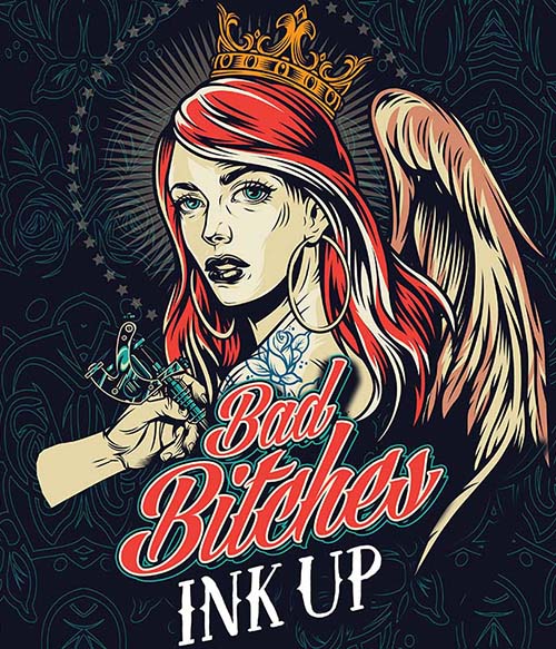 Bad Bitches Ink Up Tetoválás Pólók, Pulóverek, Bögrék - Tetoválás
