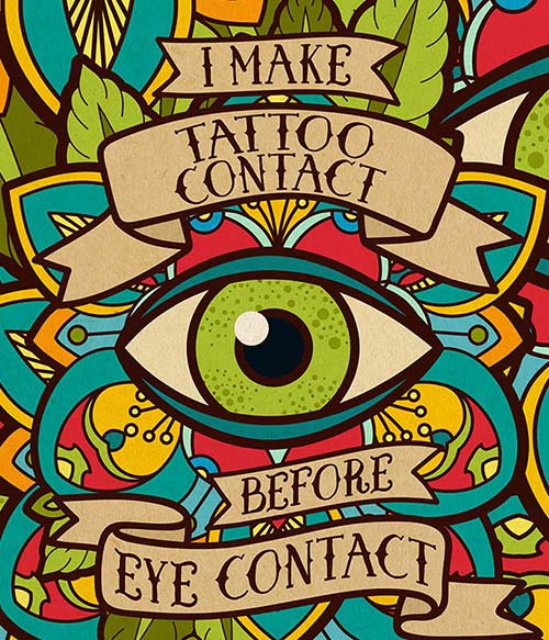 I make tattoo contact Tetoválás Pólók, Pulóverek, Bögrék - Tetoválás