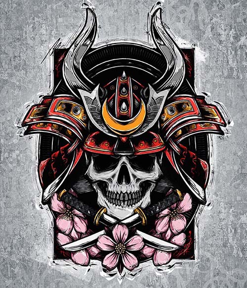 Samurai skull Ázsia Pólók, Pulóverek, Bögrék - Stílus