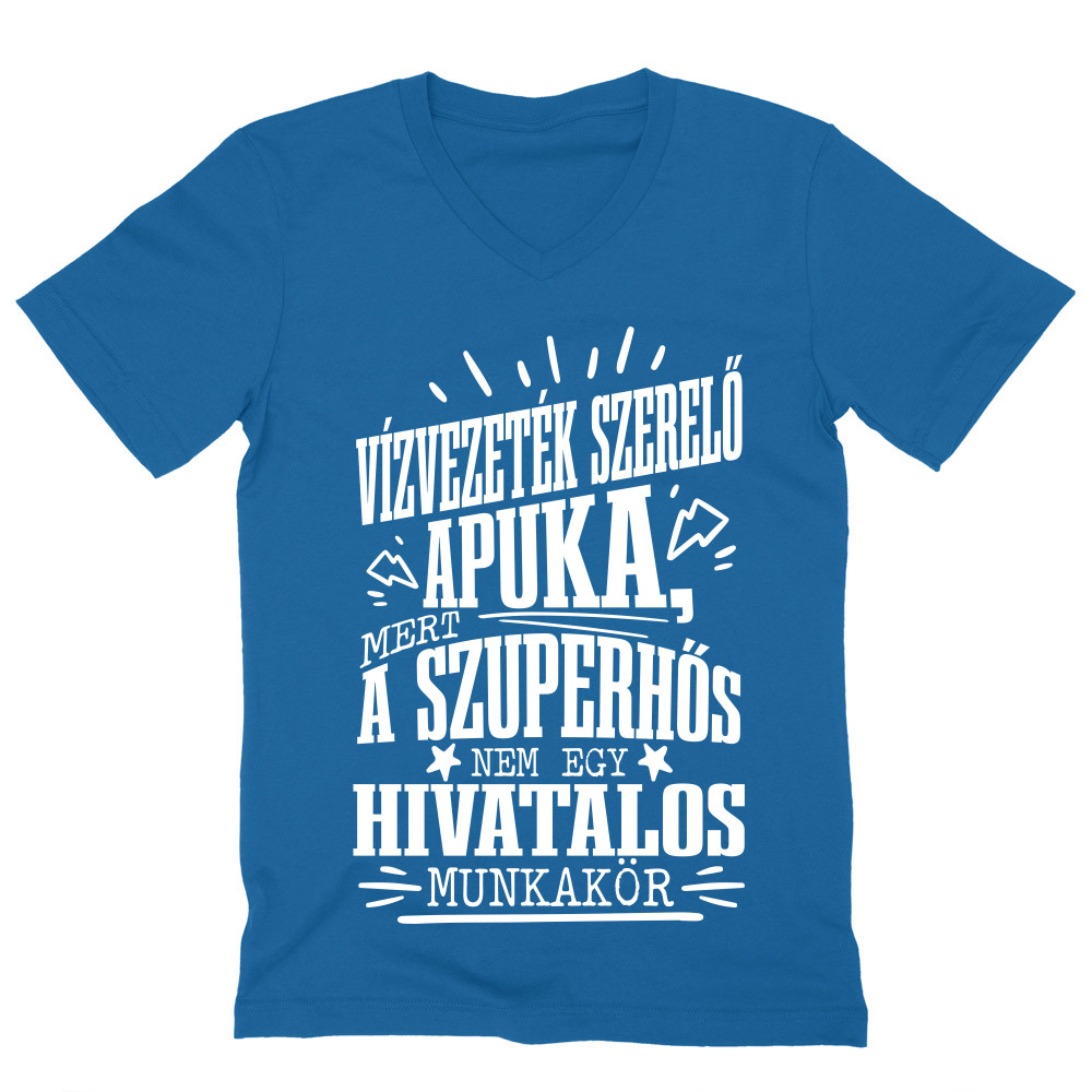 Vízvezetékszerelő Apuka Férfi V-nyakú Póló