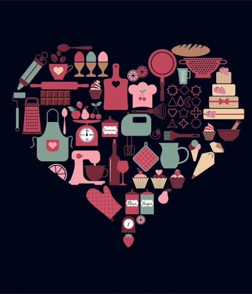 Baking heart Főzés Pólók, Pulóverek, Bögrék - Hobbi-Érdeklődés