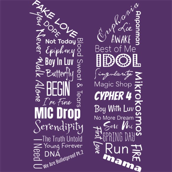 BTS Songs K-Pop K-Pop K-Pop Pólók, Pulóverek, Bögrék - K-Pop