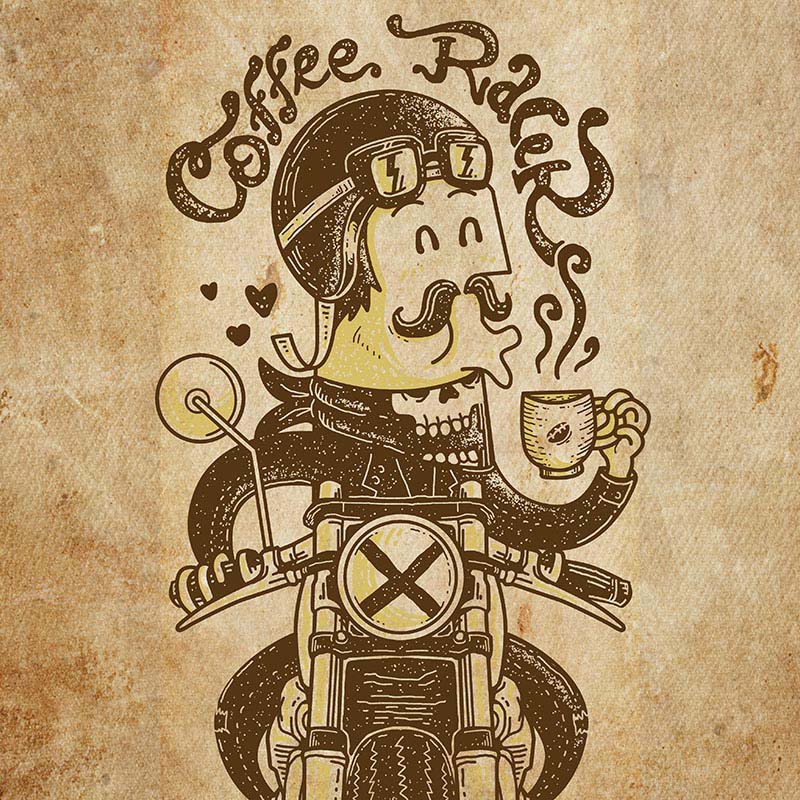 Coffe Racer Doodle