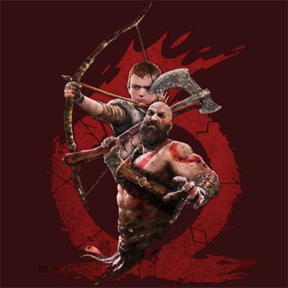 Kratos and Atreus splash God of War Pólók, Pulóverek, Bögrék - God of War