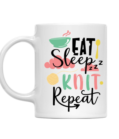 Eat Sleep Knit Repeat Kötés Bögre - Kötés