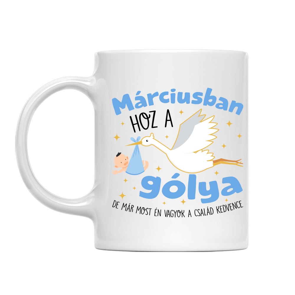 Gólya születésnap Fiú - Március Bögre
