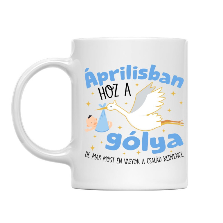 Gólya születésnap Fiú - Április - Bögre