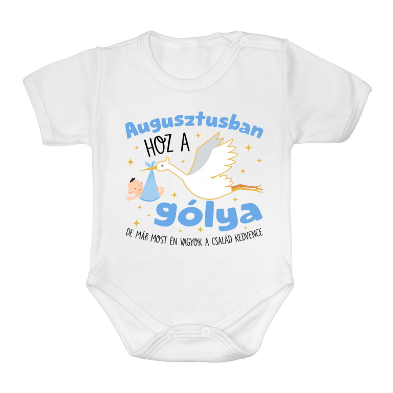 Gólya születésnap Fiú - Augusztus - Baba Body