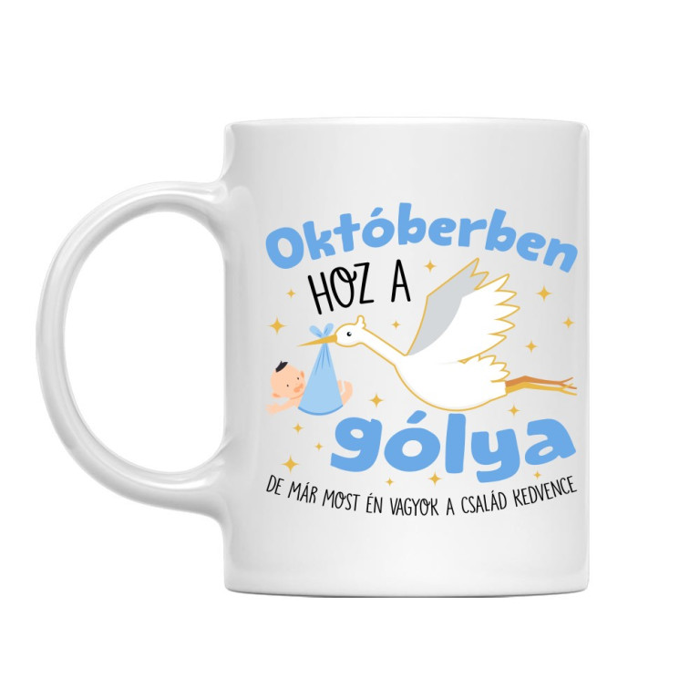 Gólya születésnap Fiú - Október - Bögre