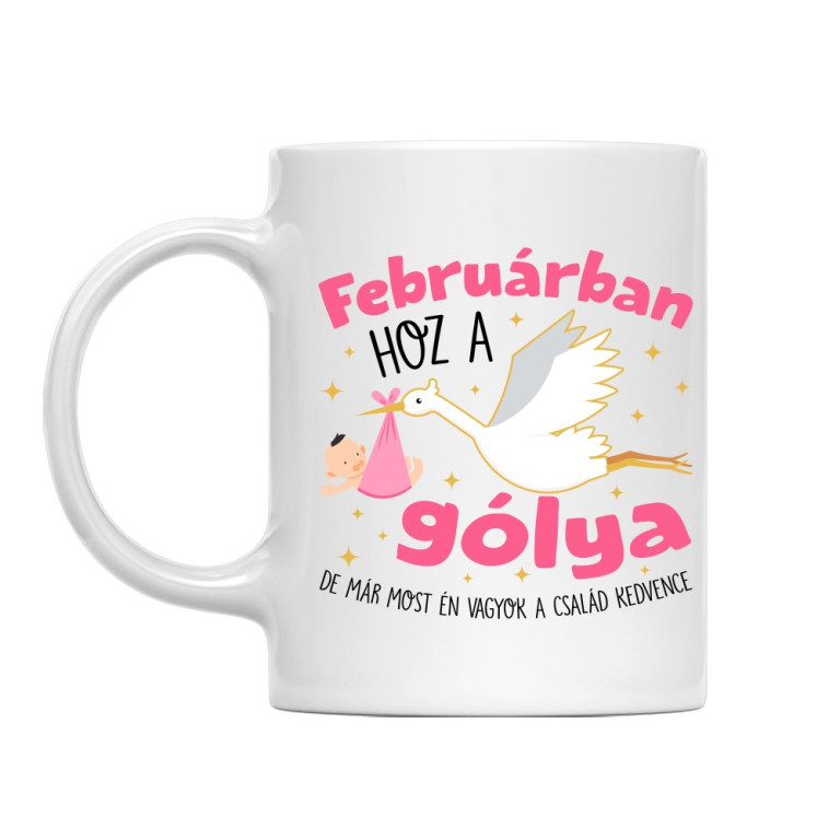 Gólya születésnap Lány - Február - Bögre