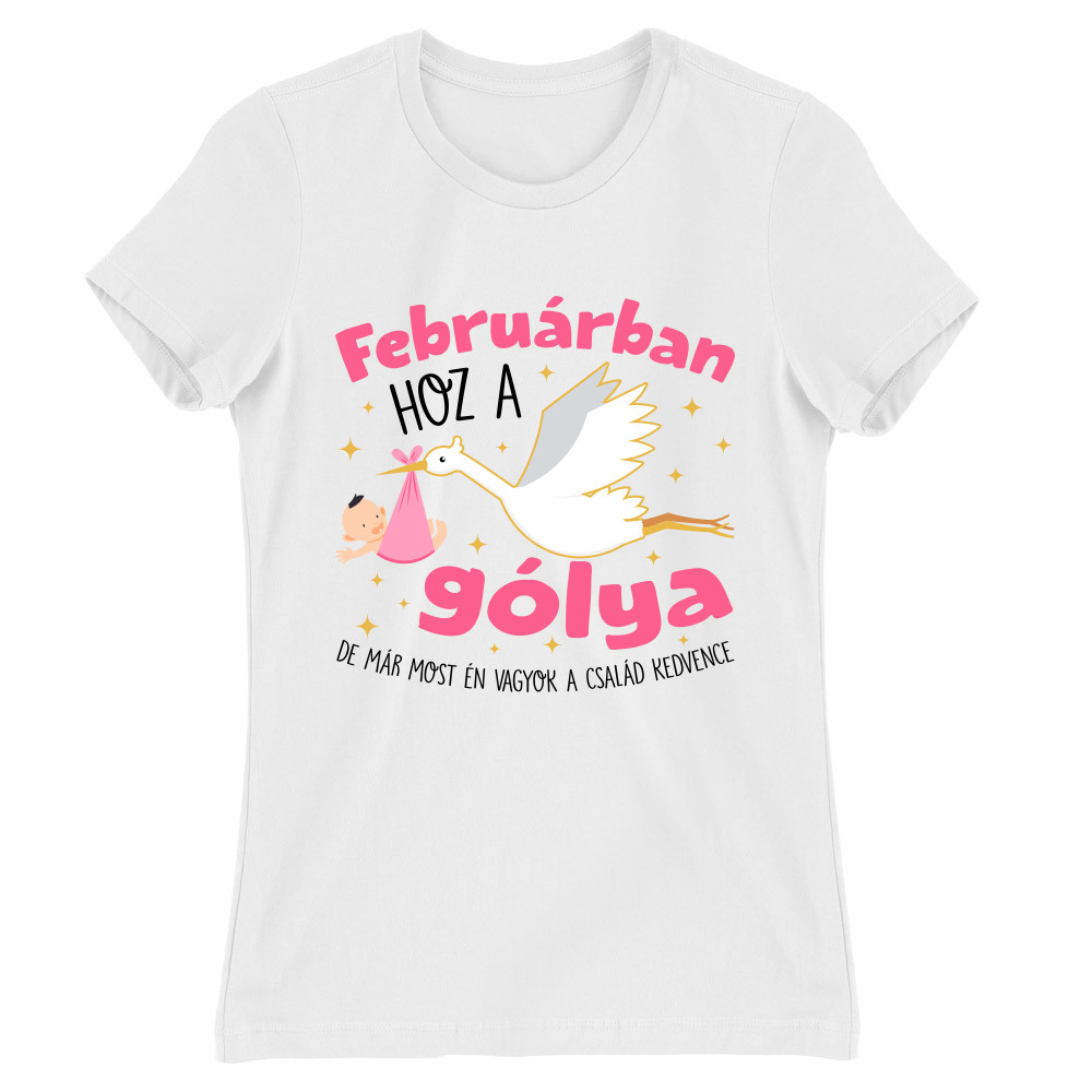 Gólya születésnap Lány - Február Női Póló