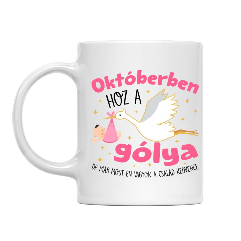 Gólya születésnap Lány - Október - Bögre