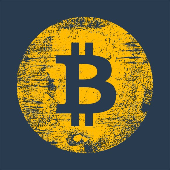 Bitcoin grunge logo Kriptovaluta Pólók, Pulóverek, Bögrék - Kriptovaluta