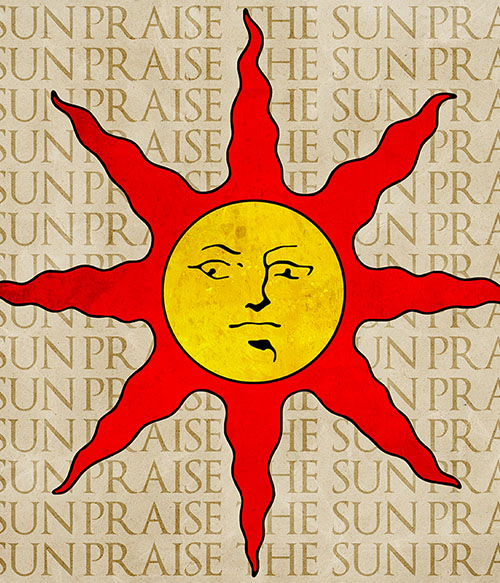 Praise the Sun Logo Soulslike Pólók, Pulóverek, Bögrék - Soulslike