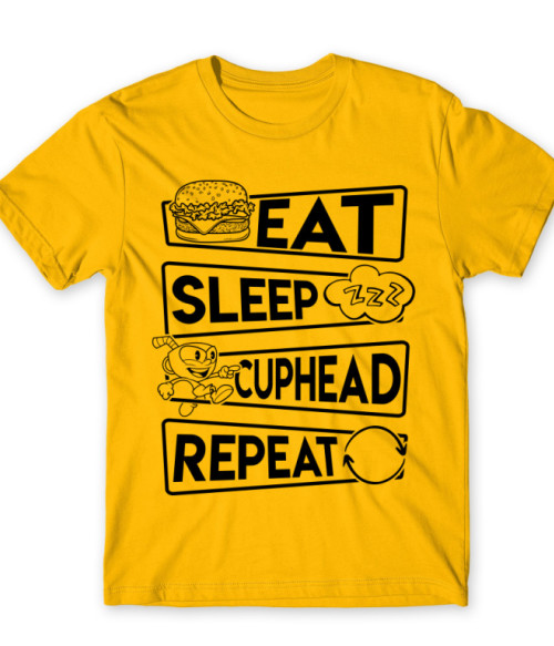 Eat Sleep Cuphead Cuphead Póló - Gaming