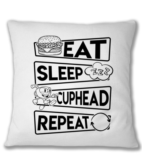 Eat Sleep Cuphead Cuphead Párnahuzat - Gaming