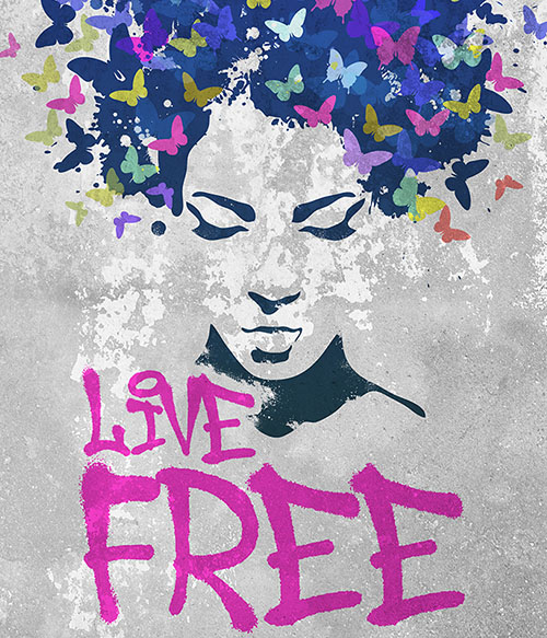 Live free graffiti Nőknek Pólók, Pulóverek, Bögrék - Nőknek