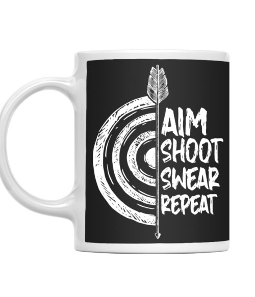 Aim, Shoot, Swear, Repeat Íjászat Bögre - Sport