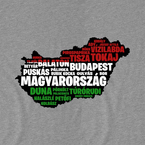 Magyarország szöveges térkép Magyaros Pólók, Pulóverek, Bögrék - Magyaros