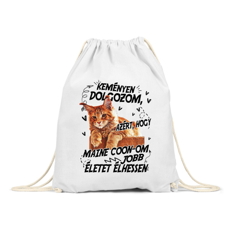 Keményen dolgozom - Maine coon - Tornazsák