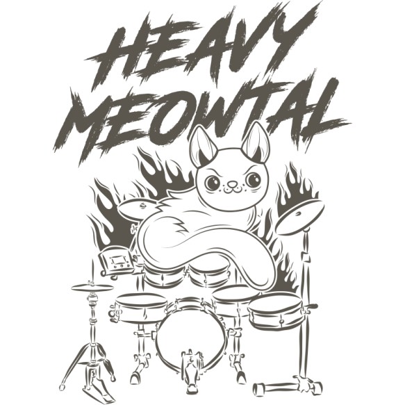 Heavy Meowtal Dob Pólók, Pulóverek, Bögrék - Zene