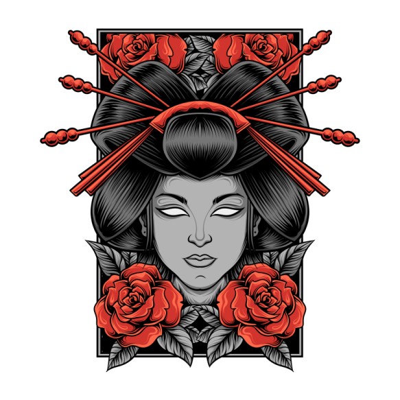Geisha icon Ázsia Pólók, Pulóverek, Bögrék - Stílus