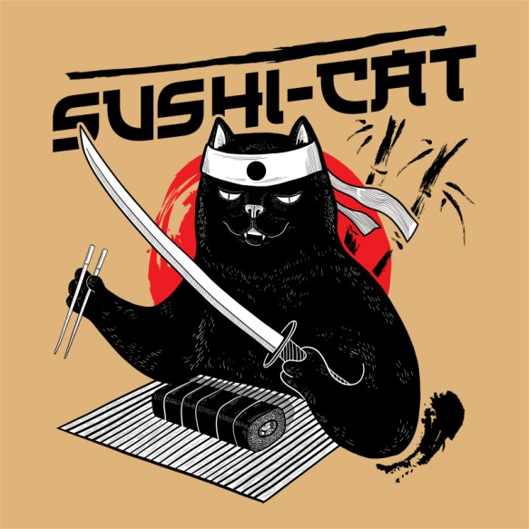 Sushi - cat Ázsia Pólók, Pulóverek, Bögrék - Stílus