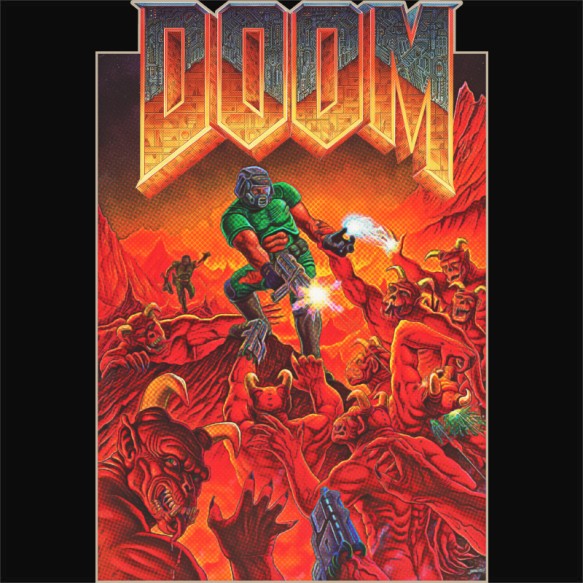 Doom poster Retro gaming Pólók, Pulóverek, Bögrék - Retro gaming