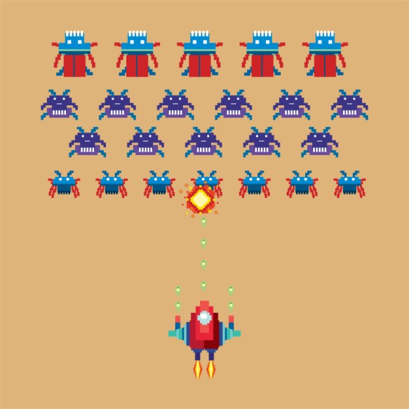 Space invaders Retro gaming Pólók, Pulóverek, Bögrék - Retro gaming