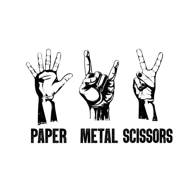 Paper, metal, scrissors