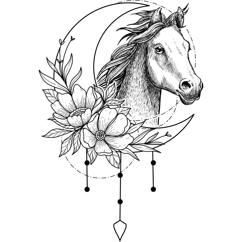 Horse and moon graphic