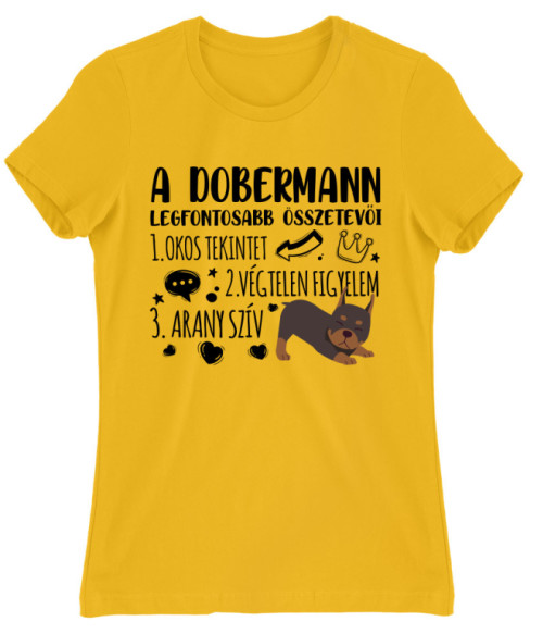 A dobermann összetevői Dobermann Női Póló - Kutyás