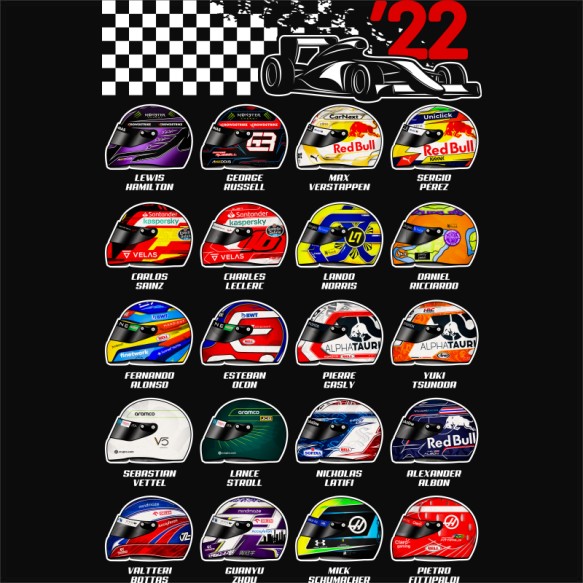 F1 Helmets 2022 Forma 1 Forma 1 Forma 1 Pólók, Pulóverek, Bögrék - Járművek