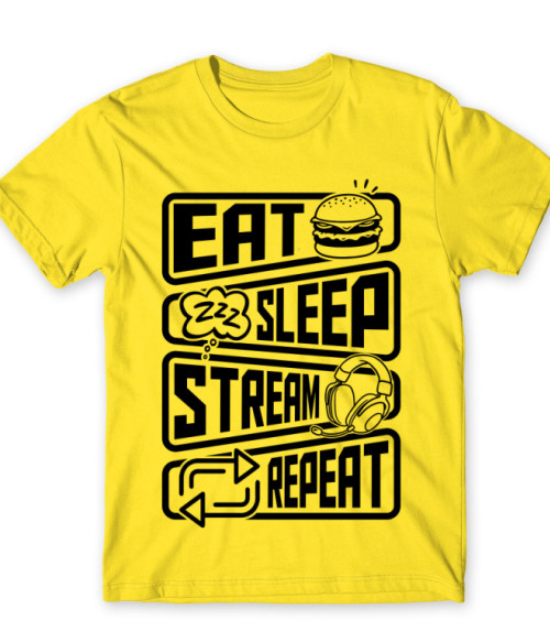 Eat Sleep Stream Repeat Stremer Férfi Póló - Stremer